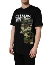 Dolce & Gabbana - Camouflage Graphic Cotton Crewneck T-Shirt Polyester - Lyst