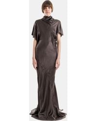 Rick Owens - Seb Gown Draped Satin Cupro Long Dress Dark Dust - Lyst