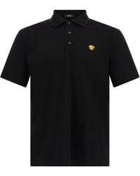 Versace - Versace Medusa Logo Cotton Piqué Polo Shirt - Lyst