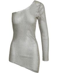 Santa Brands - One Shoulder Knitted Mesh Dress Polyester - Lyst