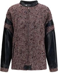 Kristina Ti - Virgin Wool Blend Jacket With Leather Sleeves - Lyst