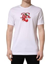 Dolce & Gabbana - White Dg Cherries Cotton Crew Neck T - Lyst