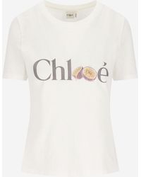Chloé - Cotton T-Shirt With Logo Print Shell: T-Shirts & Jerseys - Lyst