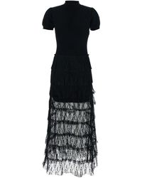 Twinset - Long Dress With High Neck And Semi-Transparent Skirt - Lyst