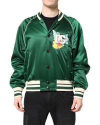 Dolce & Gabbana - Satin Floral Patch Bomber Jacket - Lyst