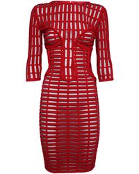 Genny Amaranth Open-knit Bodycon Dress - Red