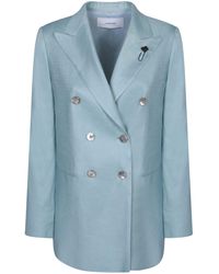 Lardini - Sky Linen And Viscose Double-Breasted Jacket - Lyst