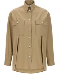 Ferragamo - Panel-Designed Cotton Poplin Shirt With Tone-On-Tone Logo - Lyst