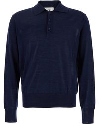Ami Paris - Knit Polo With Tone-On-Tone Embroidered Logo - Lyst
