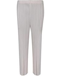 Issey Miyake - Pleats Please Ivory Straight Trousers - Lyst