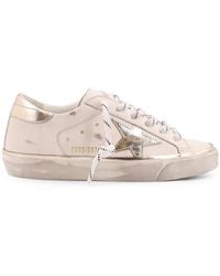 Golden Goose - Super-Star Classic With List Low-Top Leather Sneakers With Used Effect - Lyst