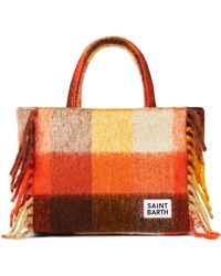 Mc2 Saint Barth - Vanity Blanket Shoulder Bag With Check And Fringes - Lyst
