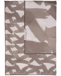 Kiton - Taupe Printed Silk Scarf - Lyst