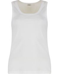 Saint Laurent - Ribbed Cotton Tank Top Vests & Tops - Lyst