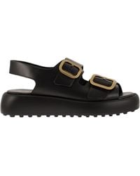 Tod's - Leather Sandal With Buckles - Lyst