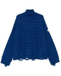 MM6 by Maison Margiela - Distressed Ribbed-Knit Sweater - Lyst