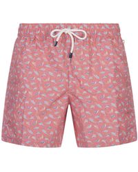 Fedeli - Swim Shorts With Dolphin Pattern - Lyst