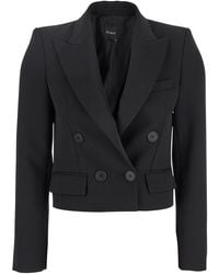 Le Plain - Double-Breasted Cropped Jacket With Peak Lapels - Lyst