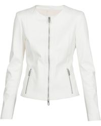 all white leather jacket