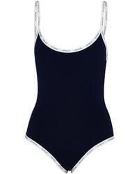 Moncler - Blue Nylon Blend One-piece Swimsuit - Lyst