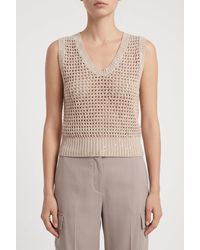 Brunello Cucinelli - Openwork Knit Sweater - Lyst
