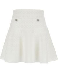 Self-Portrait - Pointelle Knit Mini Skirt - Lyst