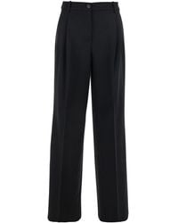 Pinko - Black Tailored Trousers With Front Pleats In Cotton Woman - Lyst