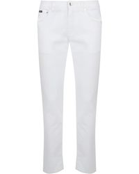 Dolce & Gabbana - Five-pocket Slim-fit Jeans In White Stretch Denim - Lyst