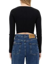 Moschino - Ribbed Crop Top Viscose - Lyst