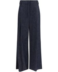 Brunello Cucinelli - Denim Effect Twill Wide Pants Cotton Jean - Lyst
