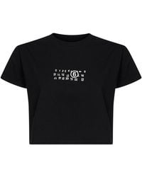 MM6 by Maison Margiela - Jersey Cropped T-Shirt With Flipped Print - Lyst