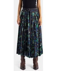 Sacai - Jupe Mi-Longue Floral Print Skirt Marron - Lyst