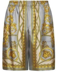 Versace - La Coupe Des Dieux Silk Shorts - Lyst