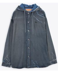 DIESEL - D-Dewny-Hood-S1 Denim Hooded Shirt With Coating Detail - Lyst