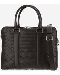 Bottega Veneta - Slim Woven Calfskin Business Bag Shoulder - Lyst