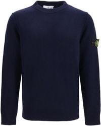 Stone Island - Sweater Crewneck With Logo Patch On The Sleeve - Lyst