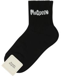 Alexander McQueen - Black Stretch Cotton Blend Socks - Lyst