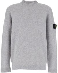 Stone Island - Ribbed Knit Crewneck Sweater With Logo Patch On The - Lyst