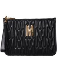 Moschino Pouch Quilted Logo - Black