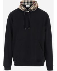 Burberry - Cotton Hoodie With Check Pattern - Lyst