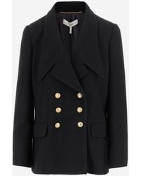Chloé - Double Breasted Bouclé Wool Jacket - Lyst