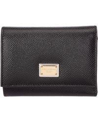 Dolce & Gabbana Wallet Leather Coin Case Holder Purse Card Trifold Dauphine - Black