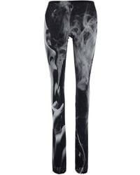 Jean Paul Gaultier - Flared Pants Smoking Print Technical Fabric Trousers - Lyst
