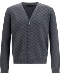 Gucci - Silk And Wool Gg Print Cardigan Ovis Aries - Lyst