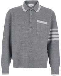Thom Browne - Polo Shirt With 4-Bar Detail On The Sleeve - Lyst