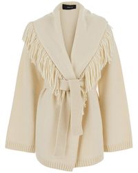 FEDERICA TOSI - Cardigan With Fringes Wool And Cashmere Tops - Lyst