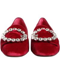 Dolce & Gabbana - Velvet Loafers Rhinestone Buckle - Lyst