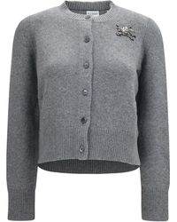 Burberry - Wool And Cashmere Equestrian Knight Logo Cardigan - Lyst