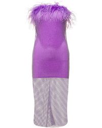 GIUSEPPE DI MORABITO - Mini Dress With Feather Trim And Rhinestone Embellishment - Lyst