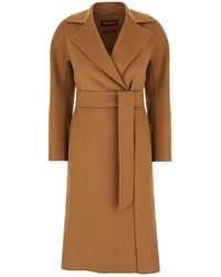 Max Mara Biscuit Shearling Effige Sleeveless Coat in Brown